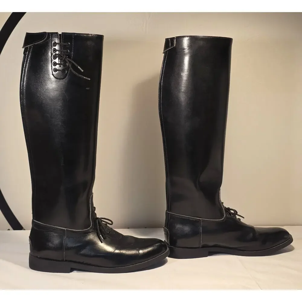 Men's Hispar Tall Equestrian Riding Boots Black Leather Size 11.5